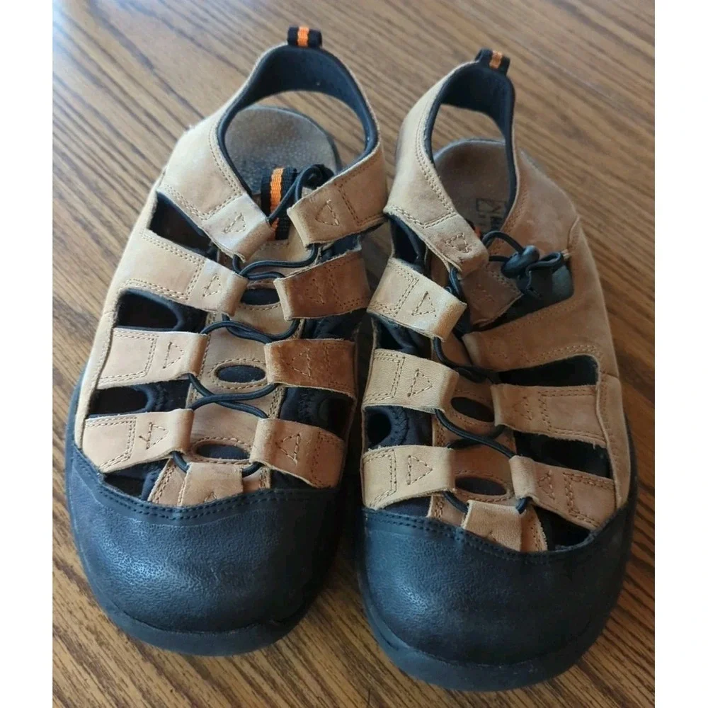 Alpine Design Men Fisherman Sandals Brown Leather Drawstring Size‎ 10